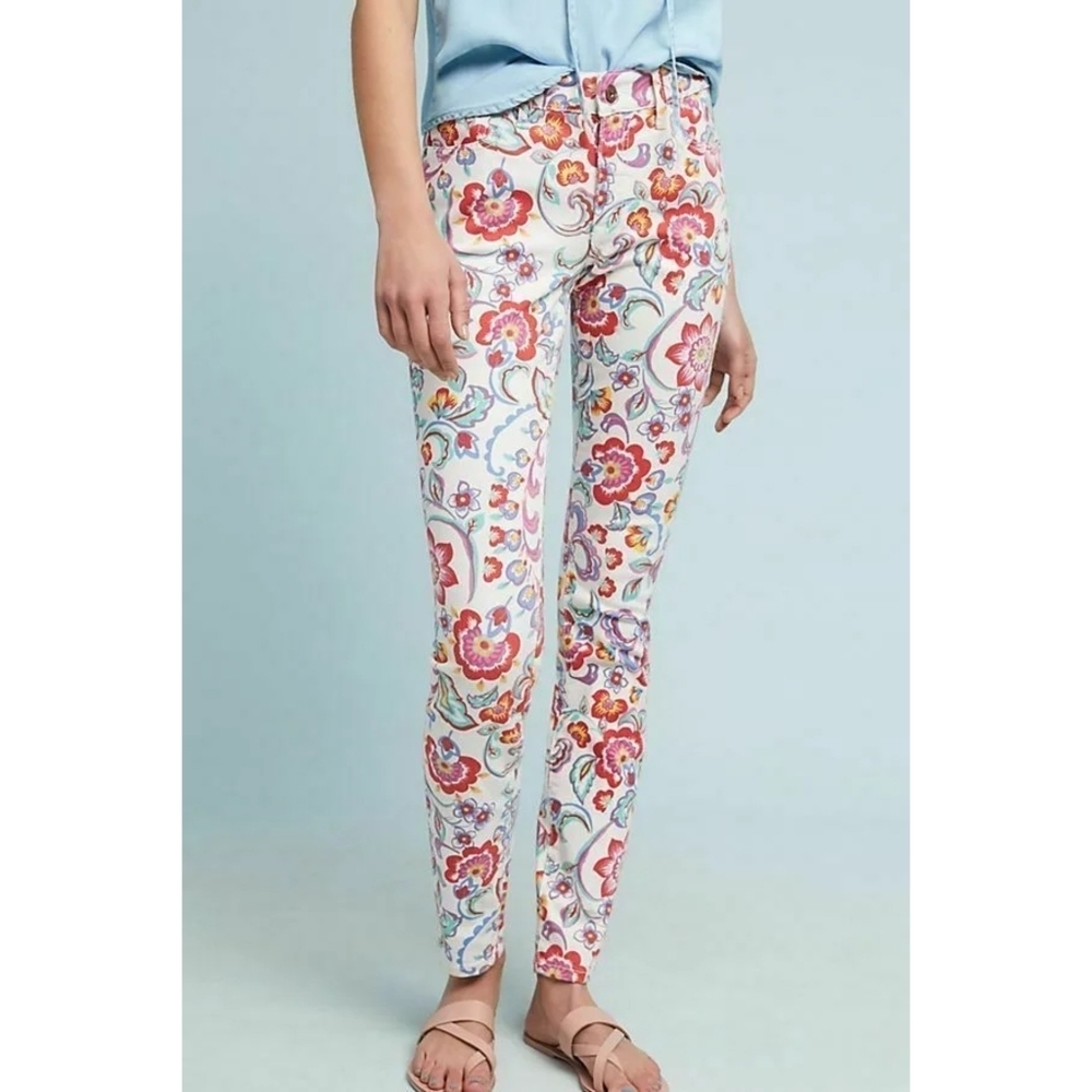 Anthropologie Pilcro Floral Mid-Rise Skinny Jeans Size 28